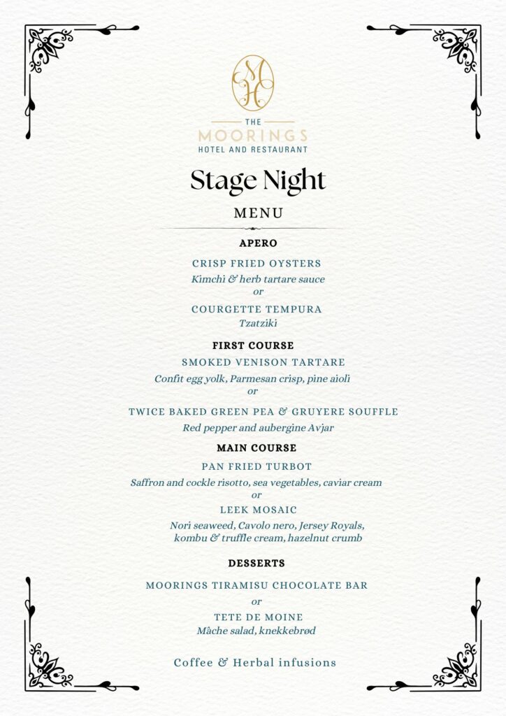 Stage Menu Chris Lafferty at The Moorings - The Moorings Hotel